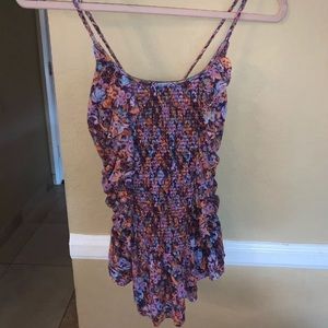 Free People Purple smocked soft tank top small